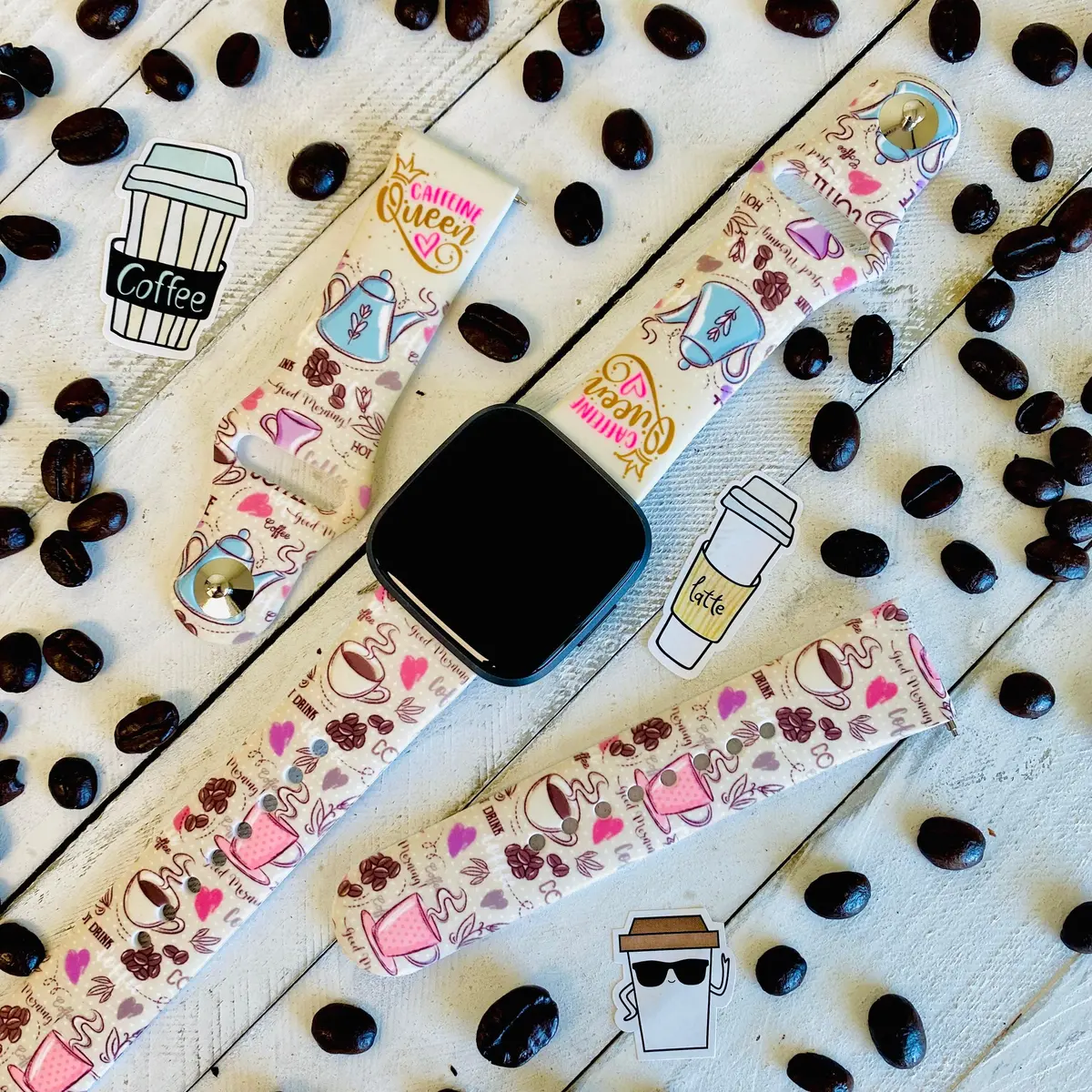 Caffeine Queen Print Silicone Band For Fitbit Versa 1/2 1