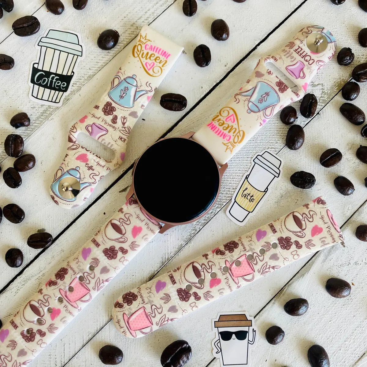 Caffeine Queen Print Silicone Band For Samsung Watch 1