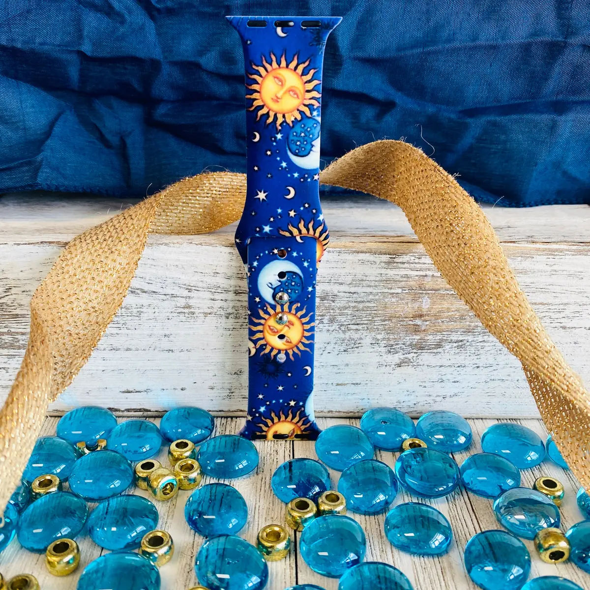 Sun,Moon,Stars Print Silicone Band For Apple Watch 3