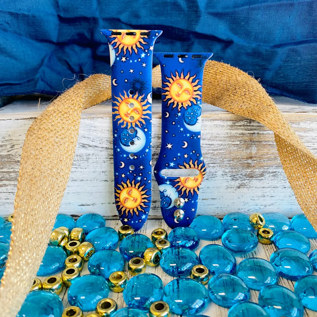 Sun,Moon,Stars Print Silicone Band For Apple Watch 4