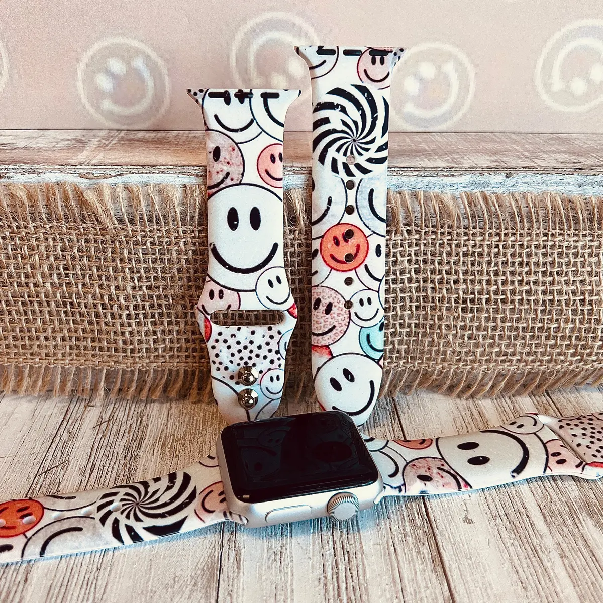 Happiness Print Silicone Band For Apple Watch 1