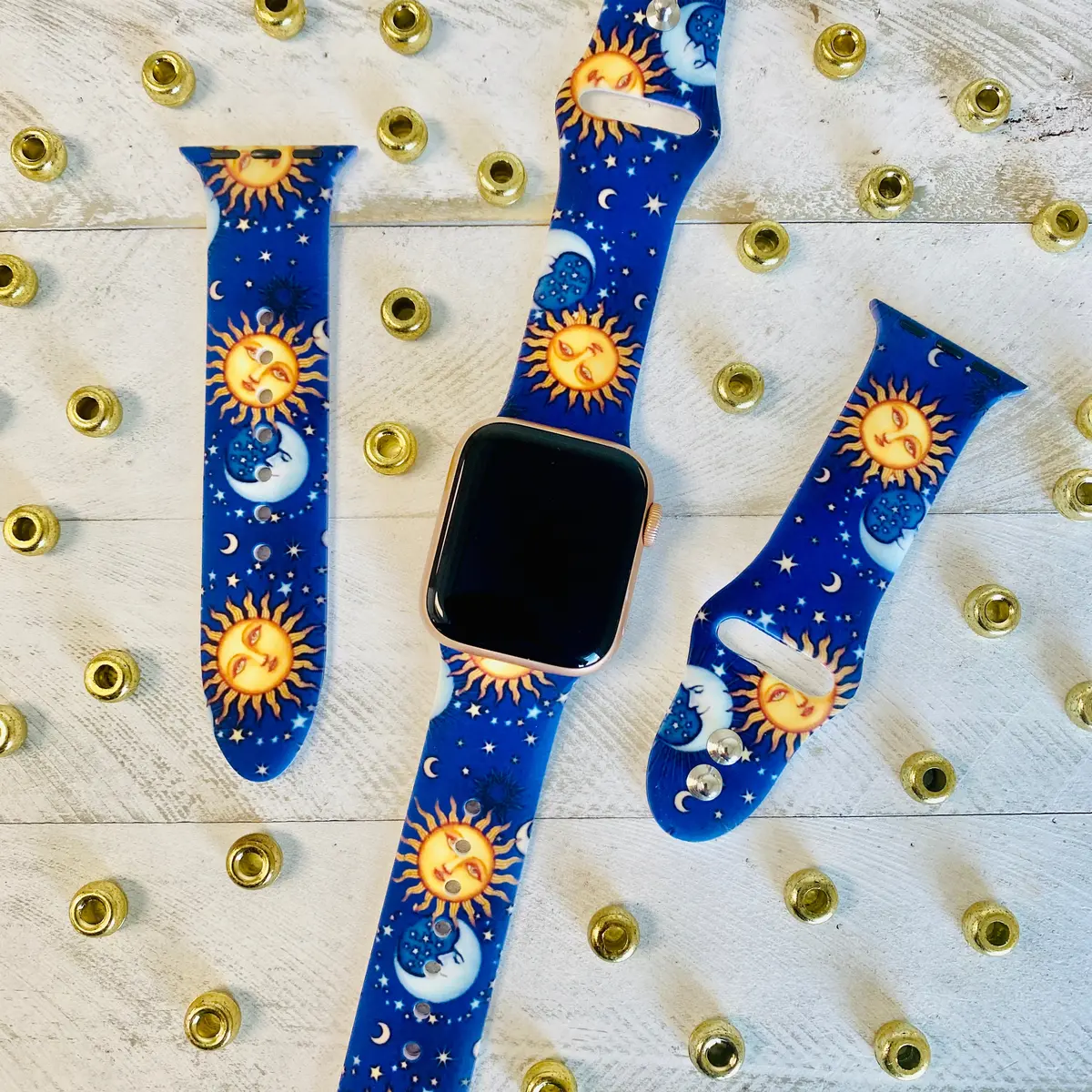 Sun,Moon,Stars Print Silicone Band For Apple Watch 1