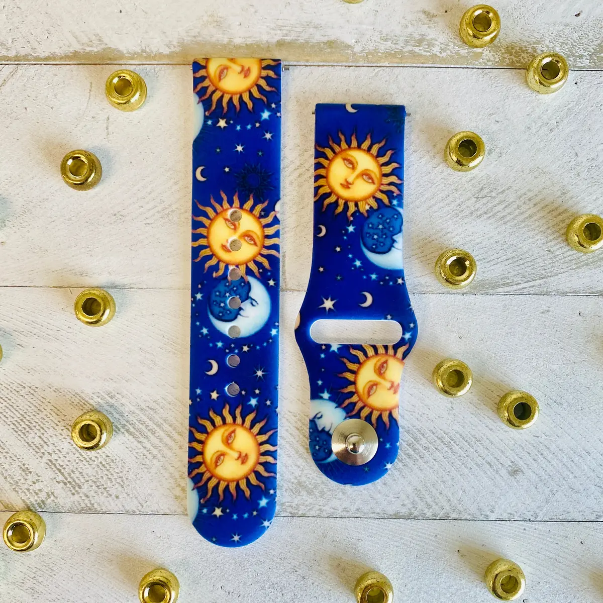 Sun,Moon,Stars Print Silicone Band For Samsung Watch 4