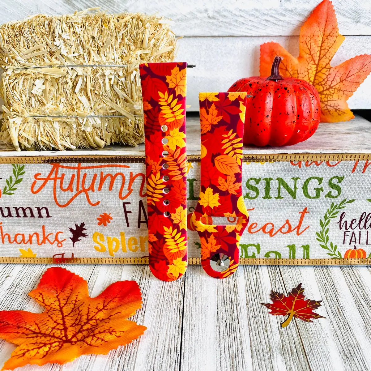 Autumn Leaf Print Silicone Band For Samsung Watch 4