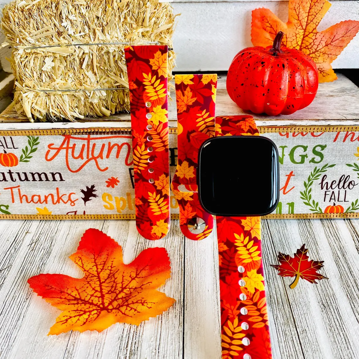 Autumn Leaf Print Silicone Band For Fitbit Versa 1/2 1