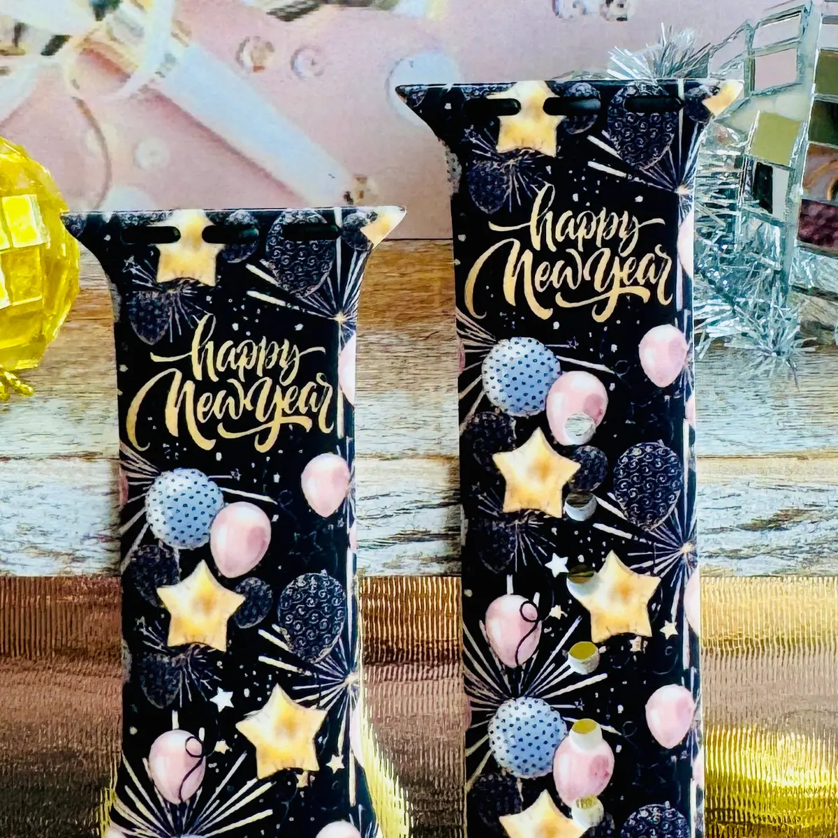 New Year's Eve Dazzle Print Silicone Band For Apple Watch 2