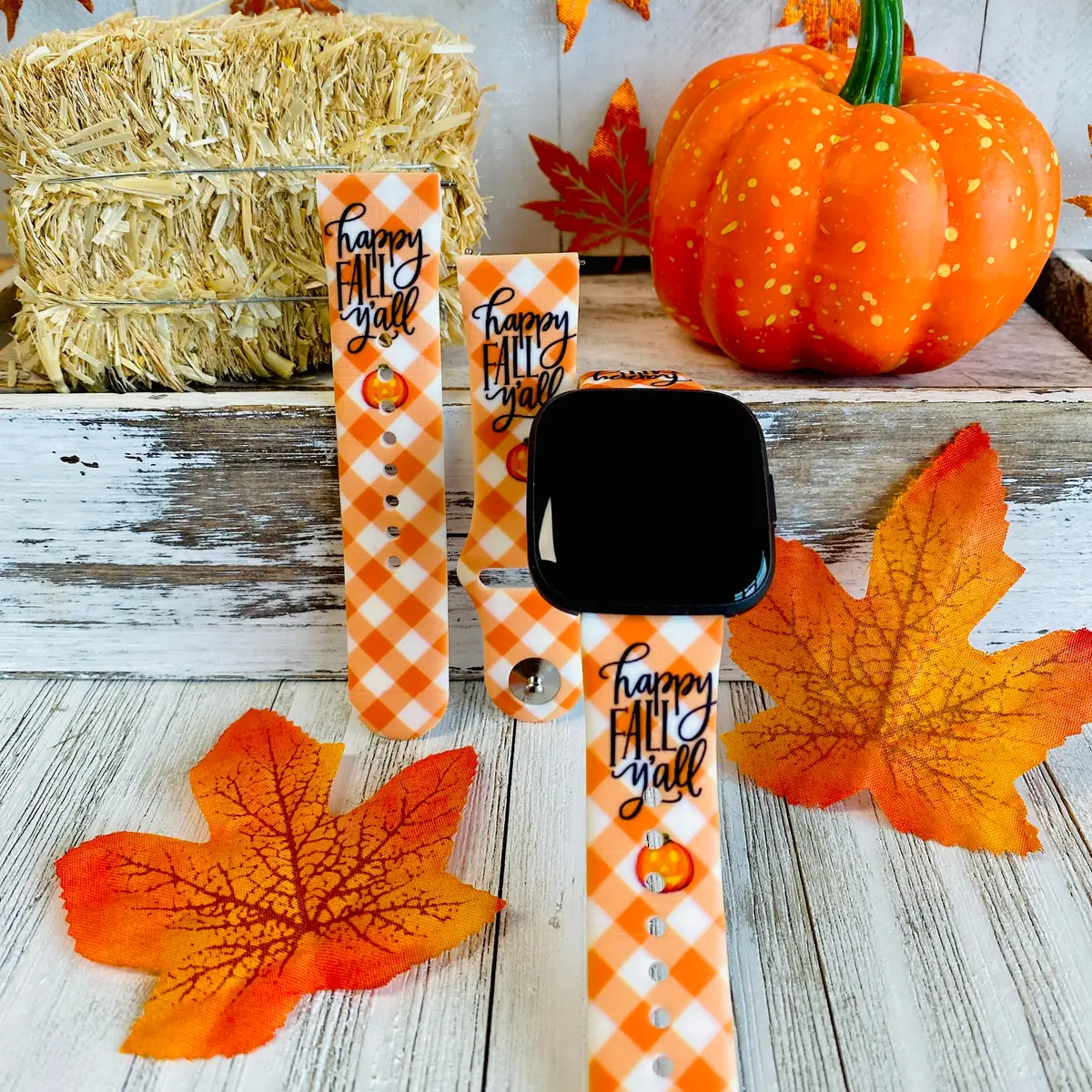 Happy Fall Y'all Print Silicone Band For Fitbit Versa 1/2 1