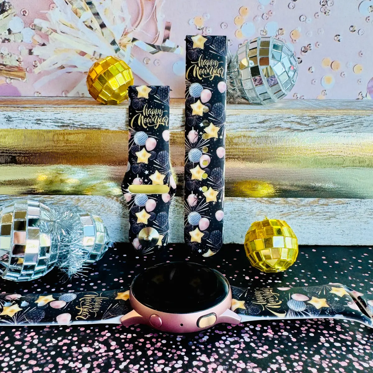 New Year's Eve Dazzle Print Silicone Band For Samsung Watch 1