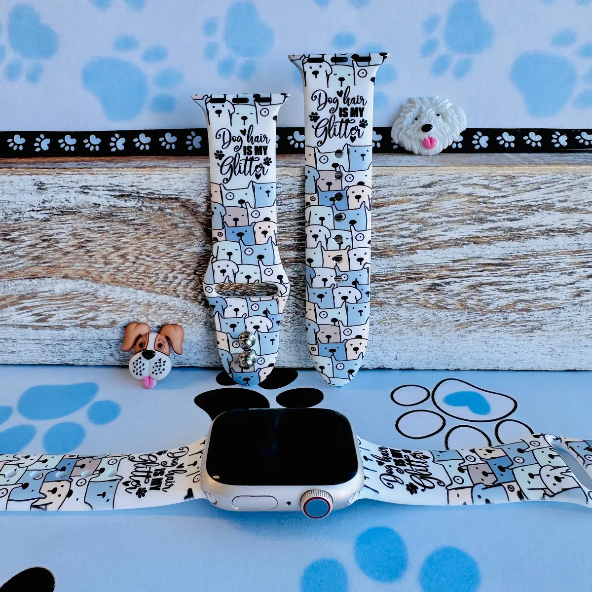 Dog Hair Is My Glitter Print Silicone Band For Apple Watch 1