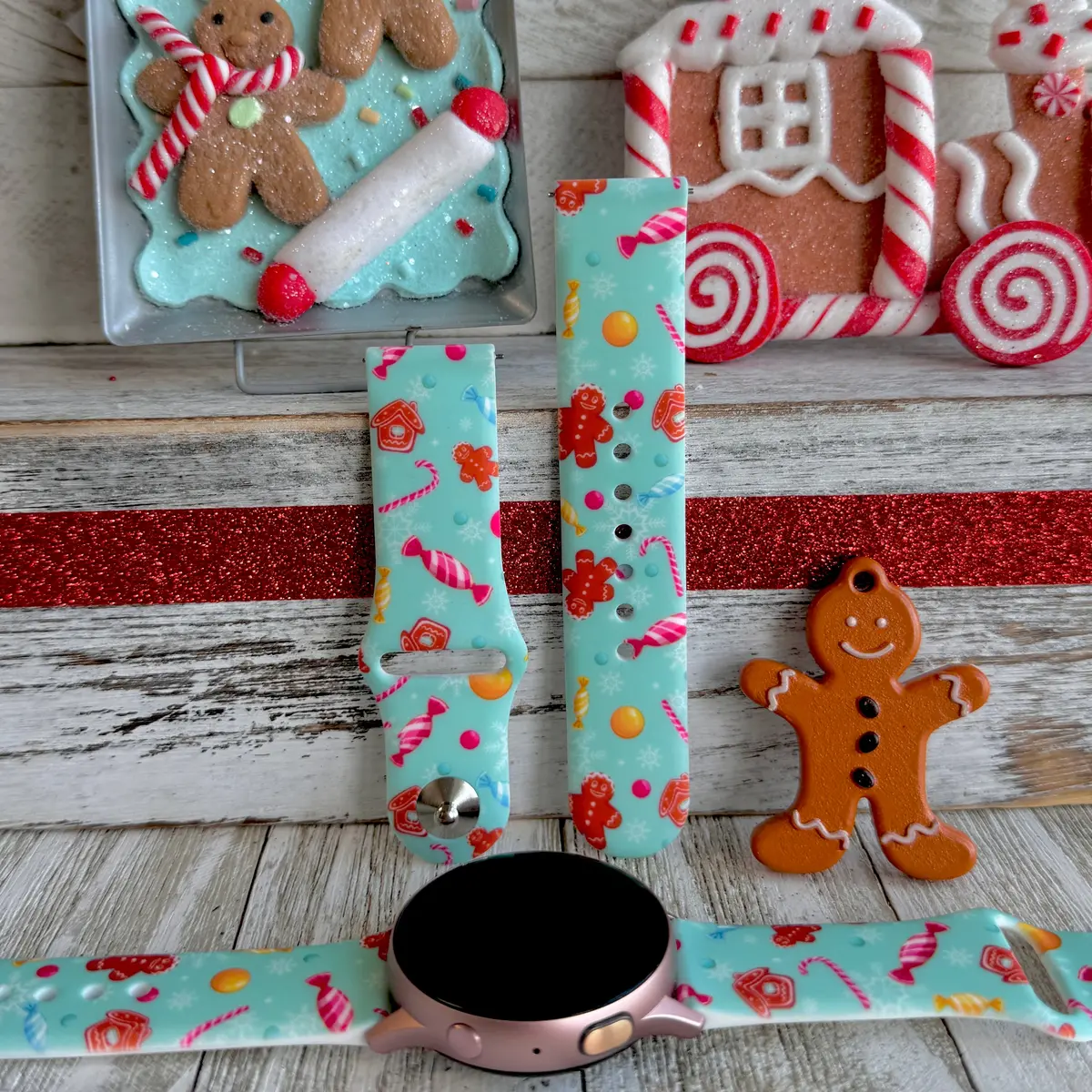 Jolly Gingerbread Print Silicone Band For Samsung Watch 1