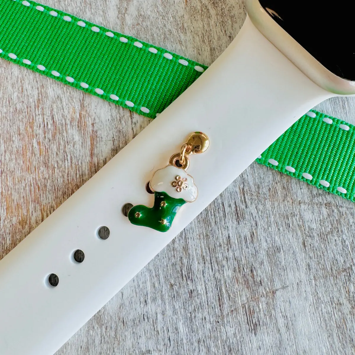 Band Charms 1Pc. Green Christmas Stocking 1