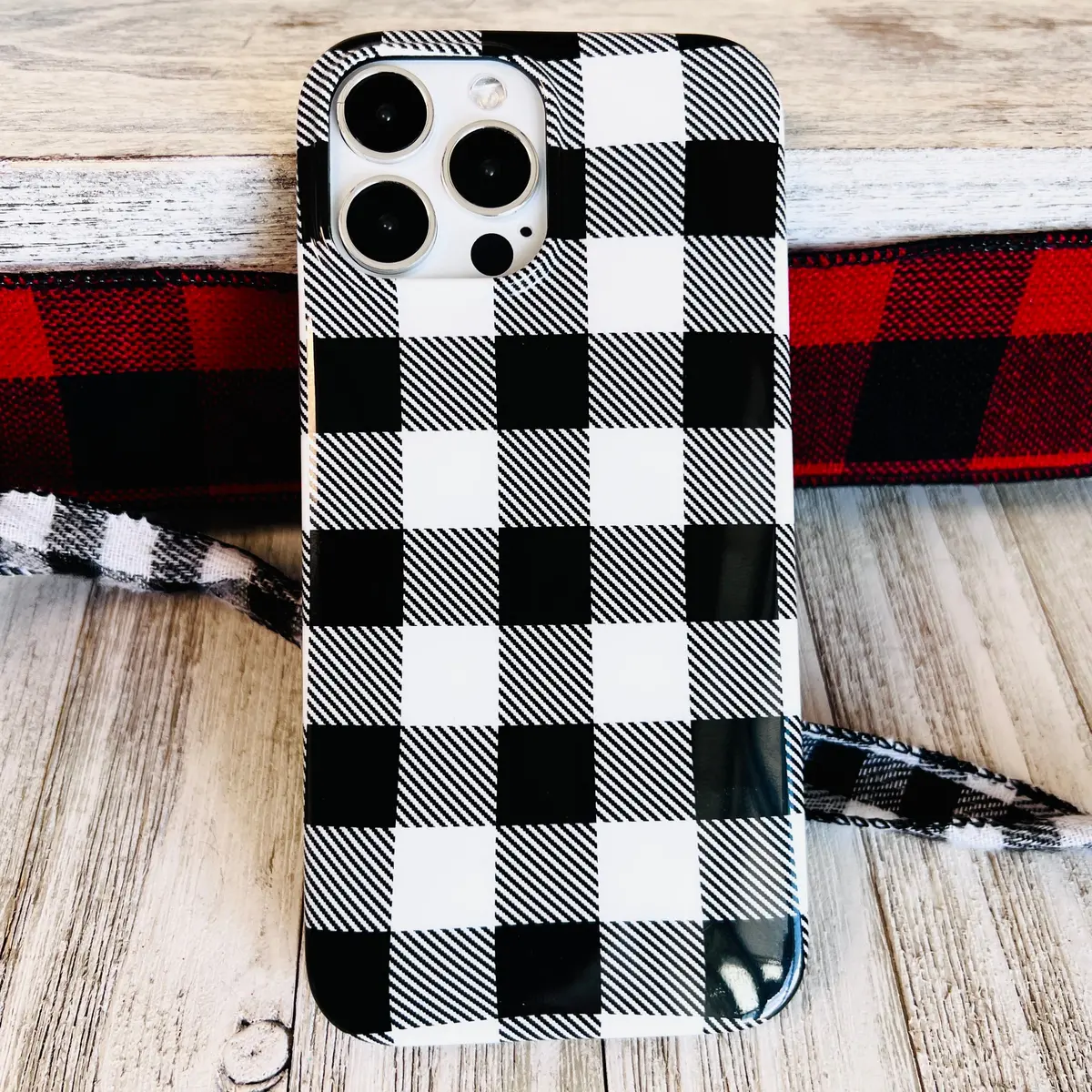 Bull Plaid Black/White Phone Case For Iphone 1