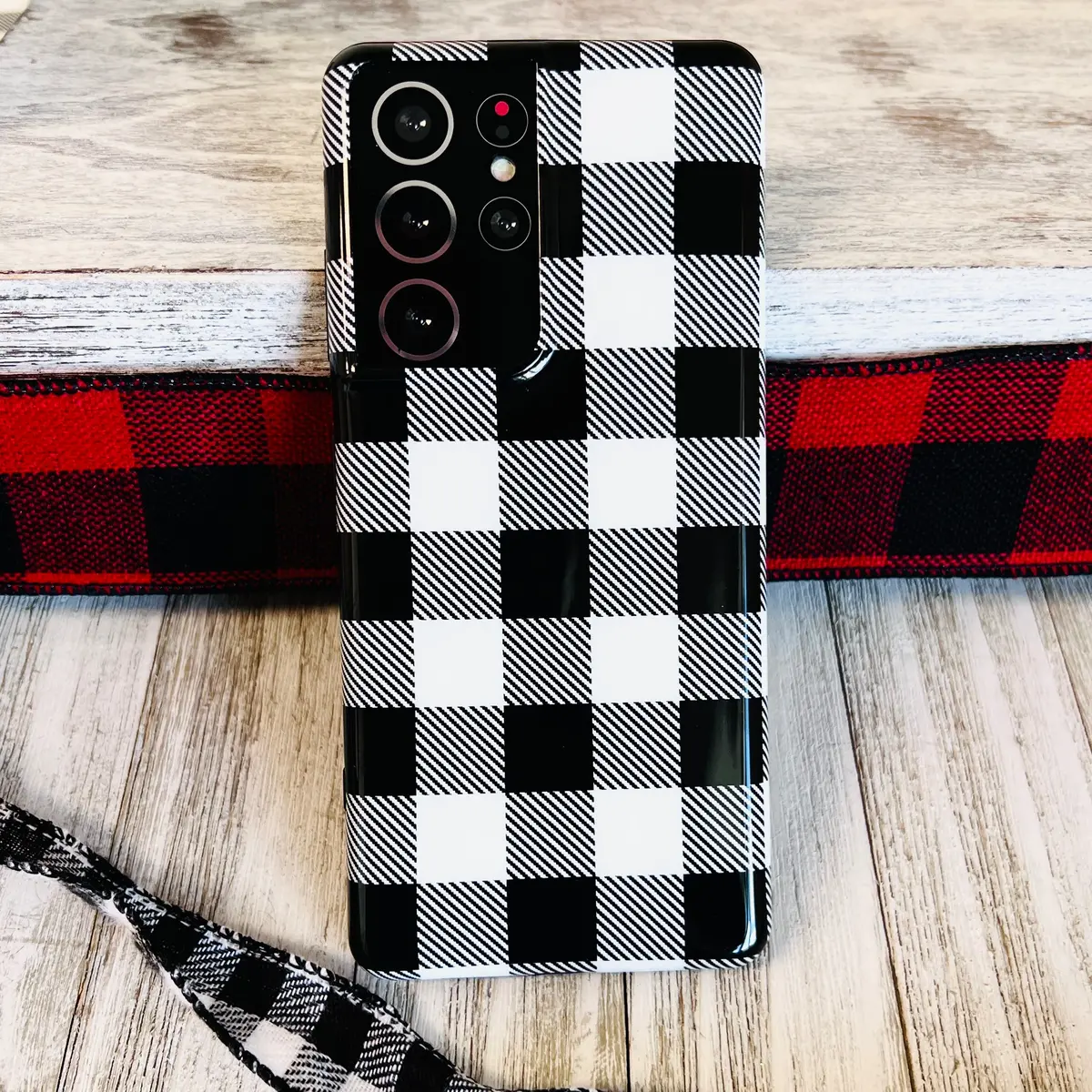 Bull Plaid Black/White Cell Phone Case For Samsung Galaxy 1