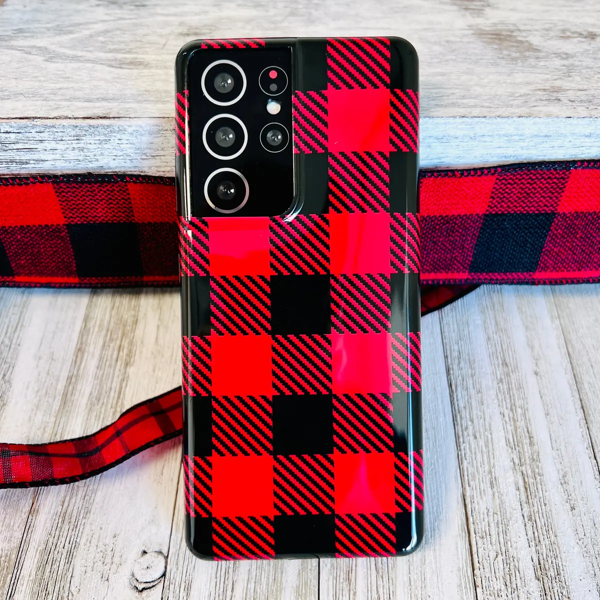 Bull Plaid Red Cell Phone Case For Samsung Galaxy 1