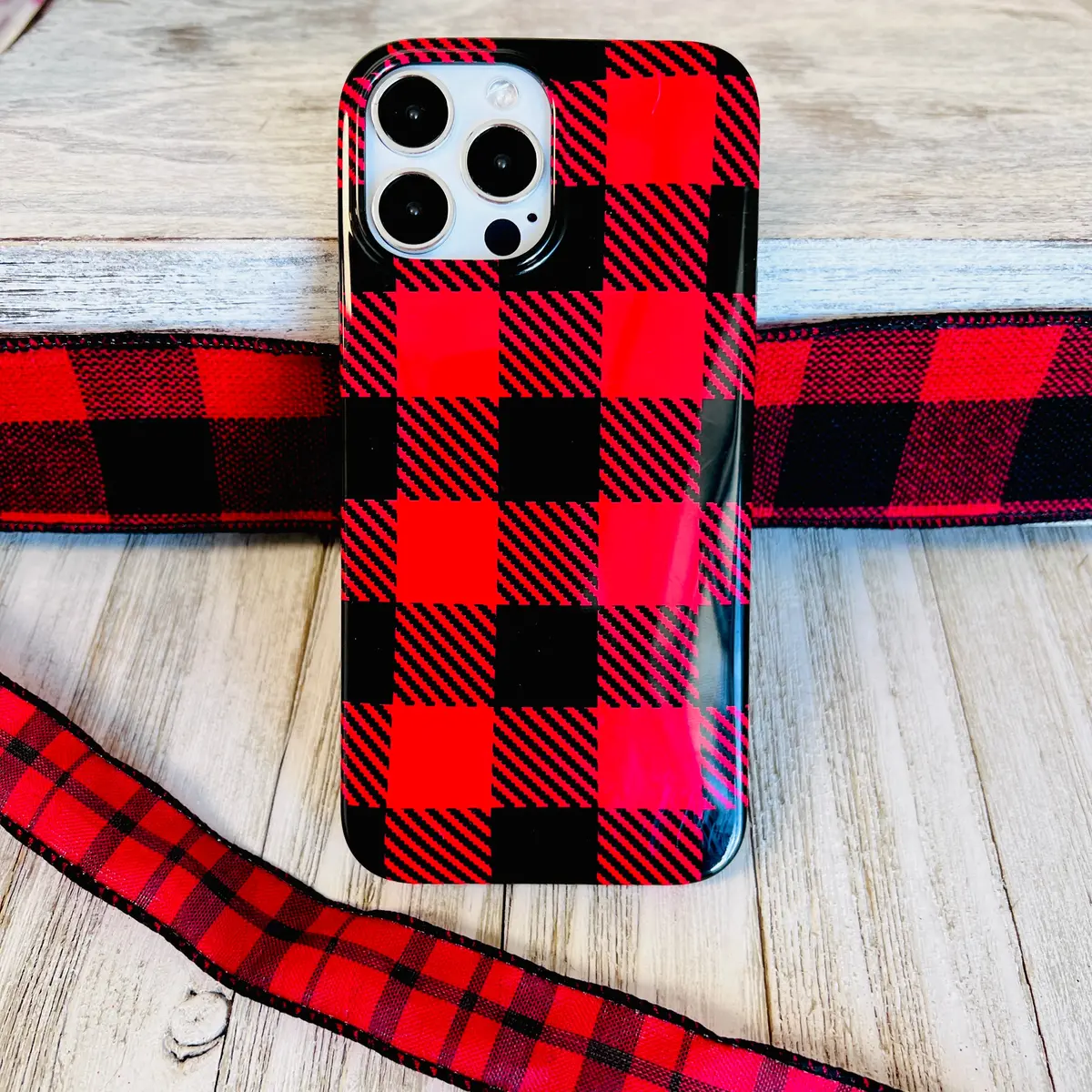Bull Plaid Red Phone Case For Iphone 1