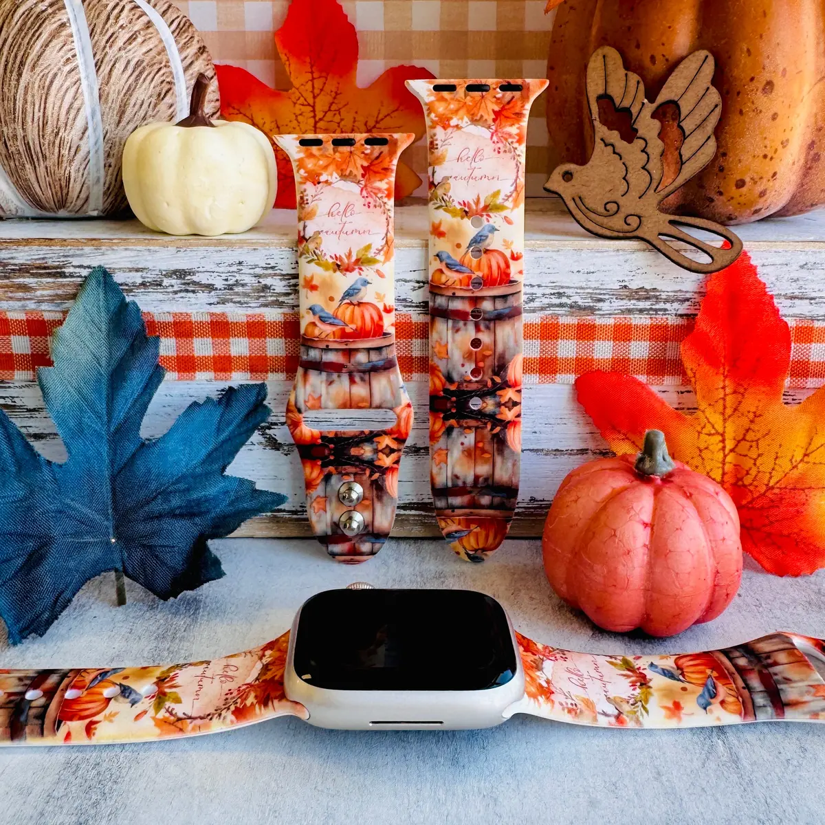 Autumn Nesting Print Silicone Band For Apple Watch 1