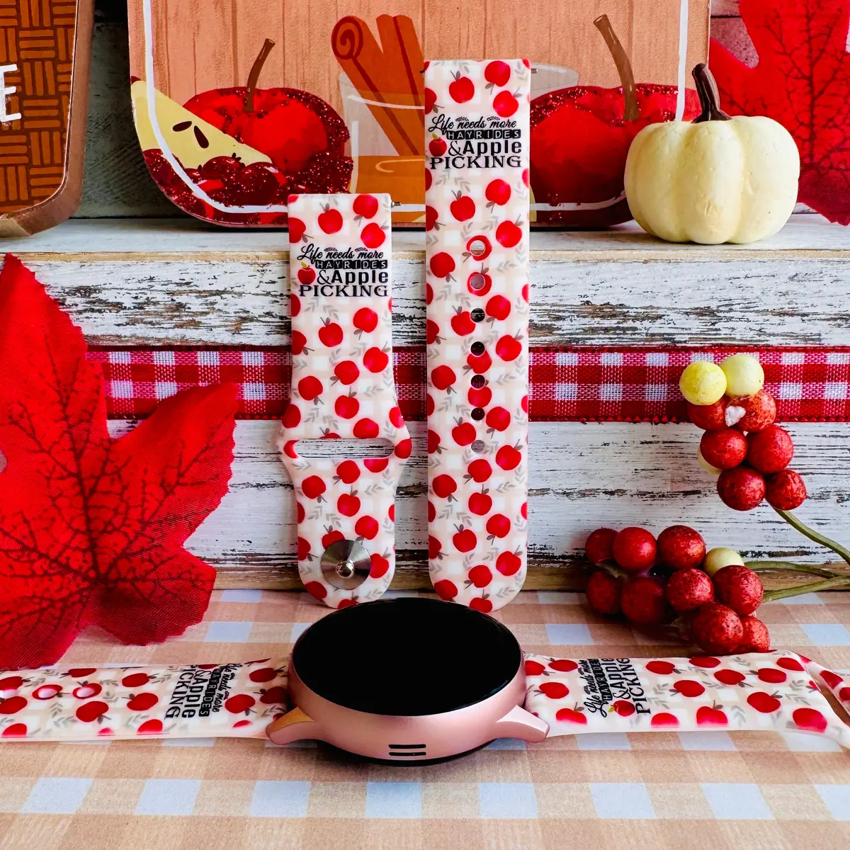 Autumn Apples Print Silicone Band For Samsung Watch 1