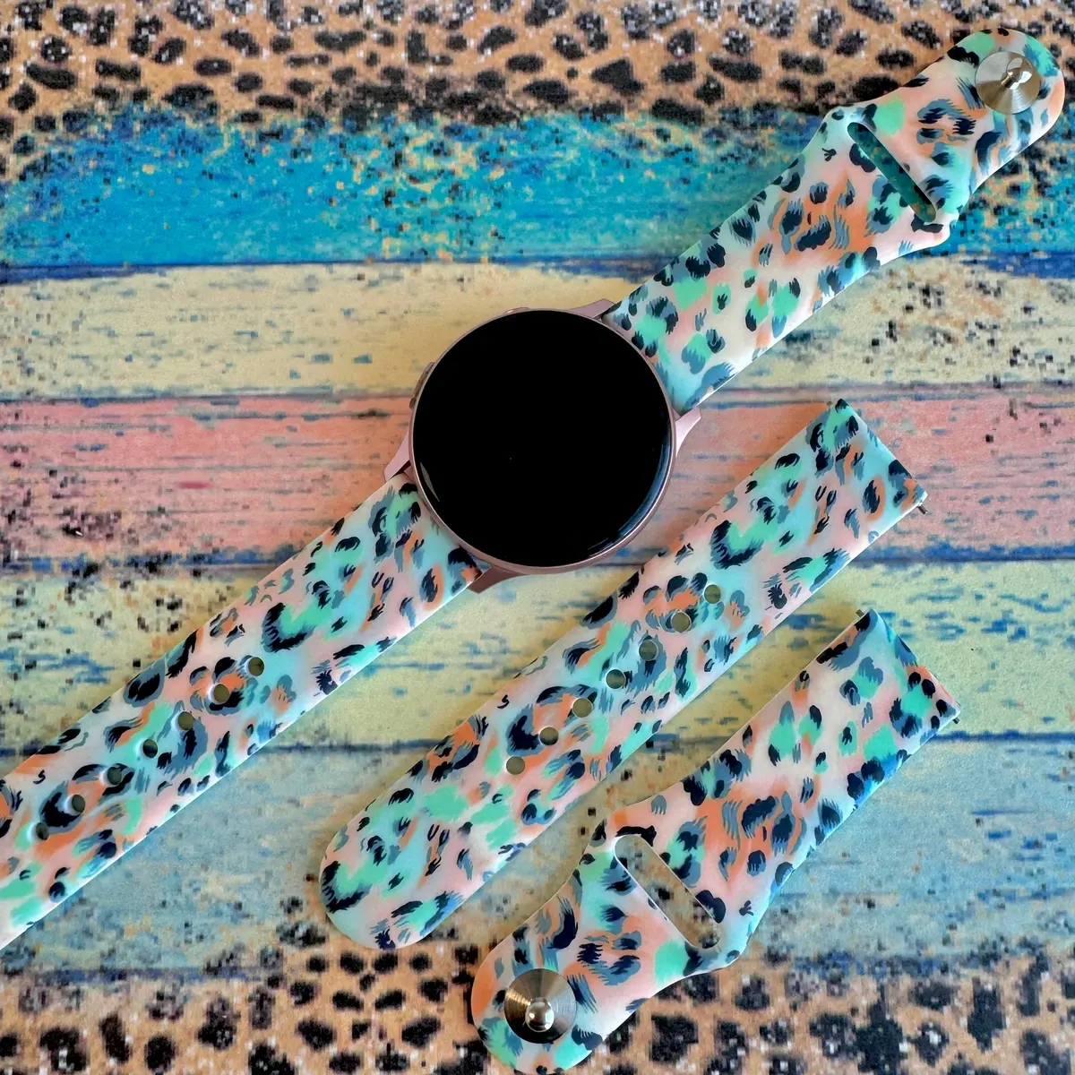 Wild Turquoise Leopard Print Silicone Band For Samsung Watch 1