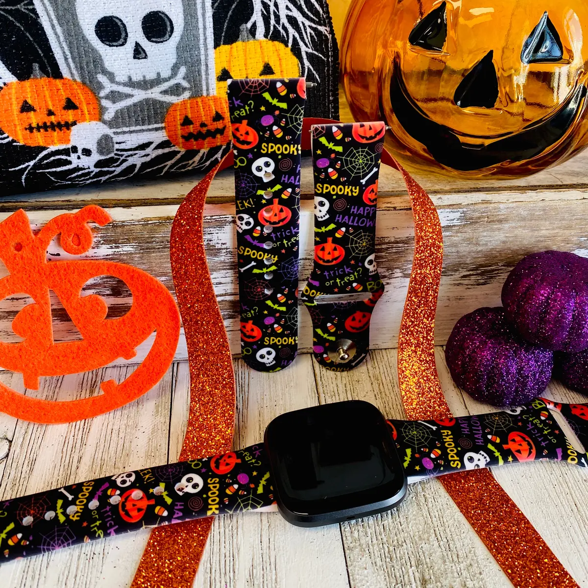 Spooky Print Silicone Band For Fitbit Versa 1/2 1