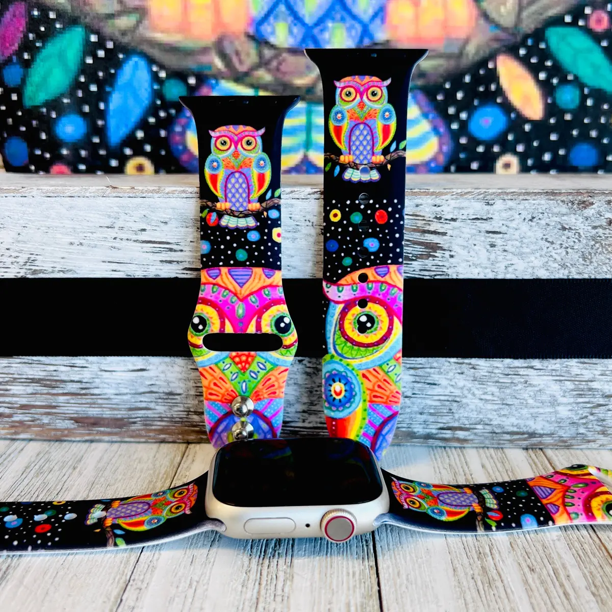Wise Owl Print Silicone Band For Apple Watch 1