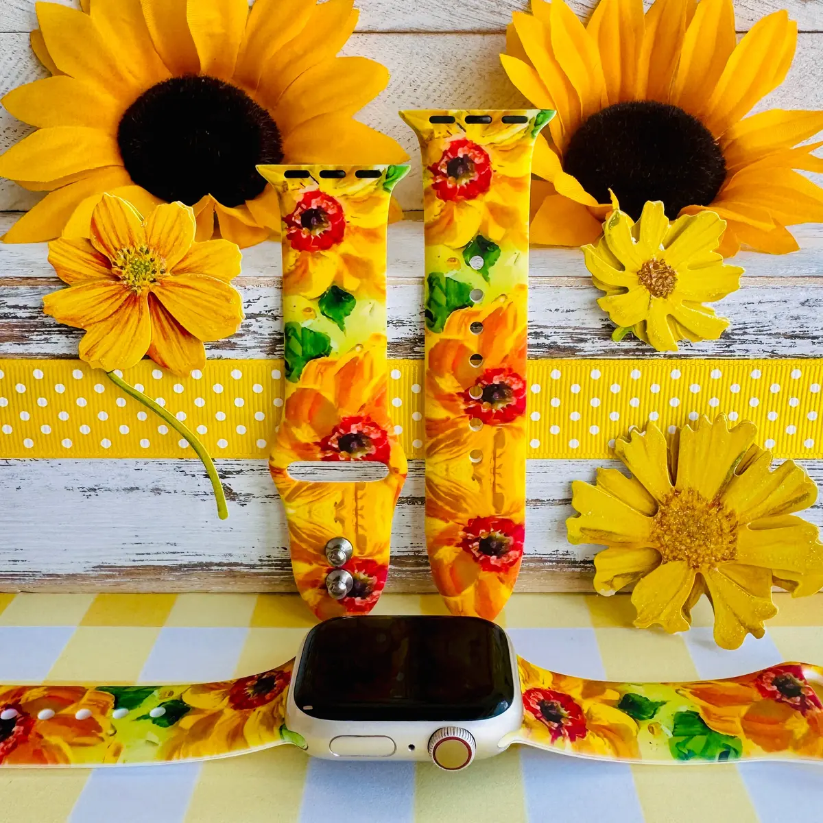 Sunshine Petals Print Silicone Band For Apple Watch 1