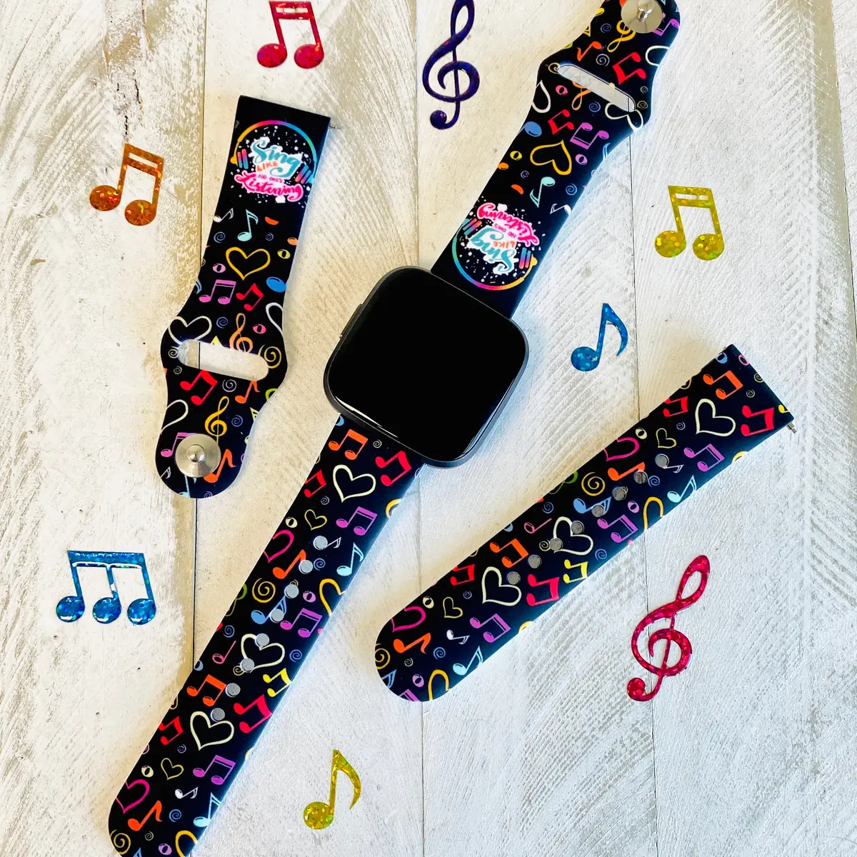 Sing Print Silicone Band For Fitbit Versa 1/2 1