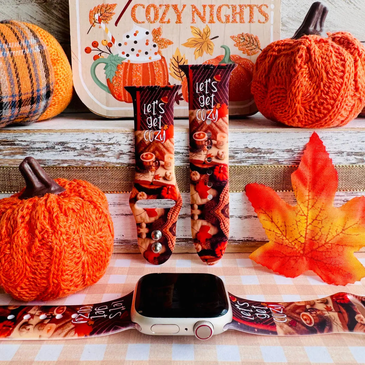 Let's Get Cozy Print Silicone Band For Apple Watch 1