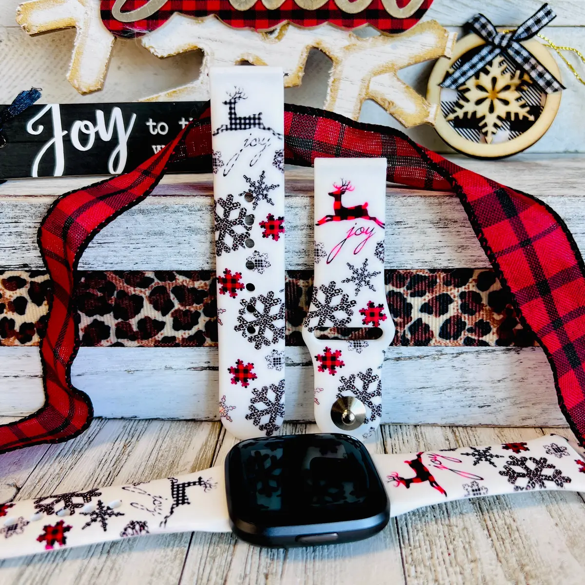 Deer Joy Print Silicone Band For Fitbit Versa 1/2 Two Colors Available 1