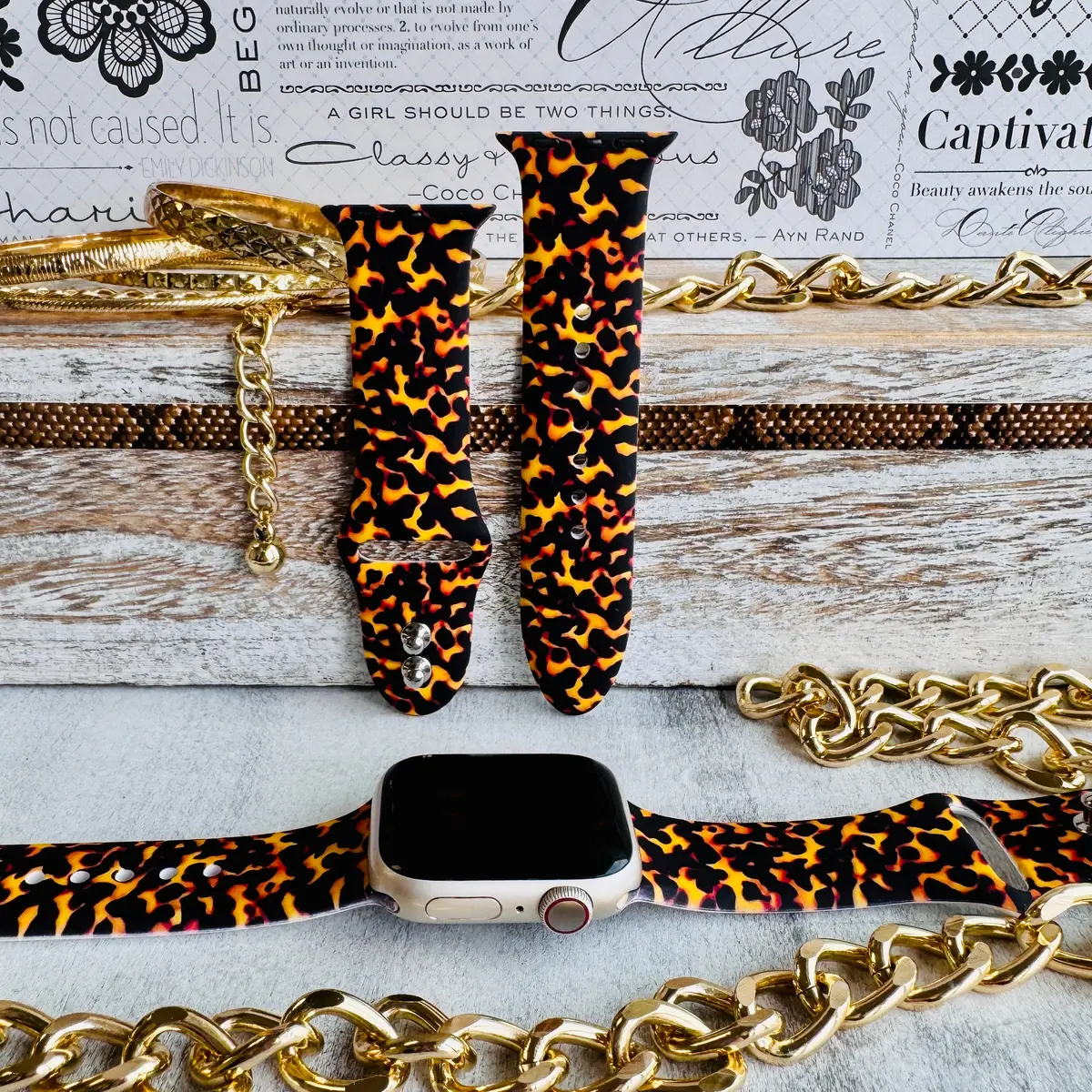 Wild Tortoise Shell Print Silicone Band For Apple Watch 1