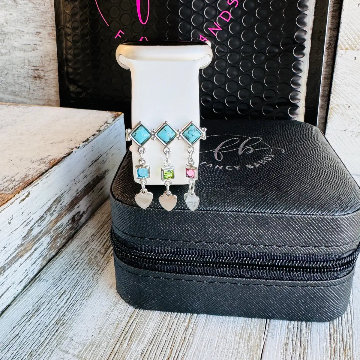 Band Charms 1Pc. Turquoise Crystal Cascade 1