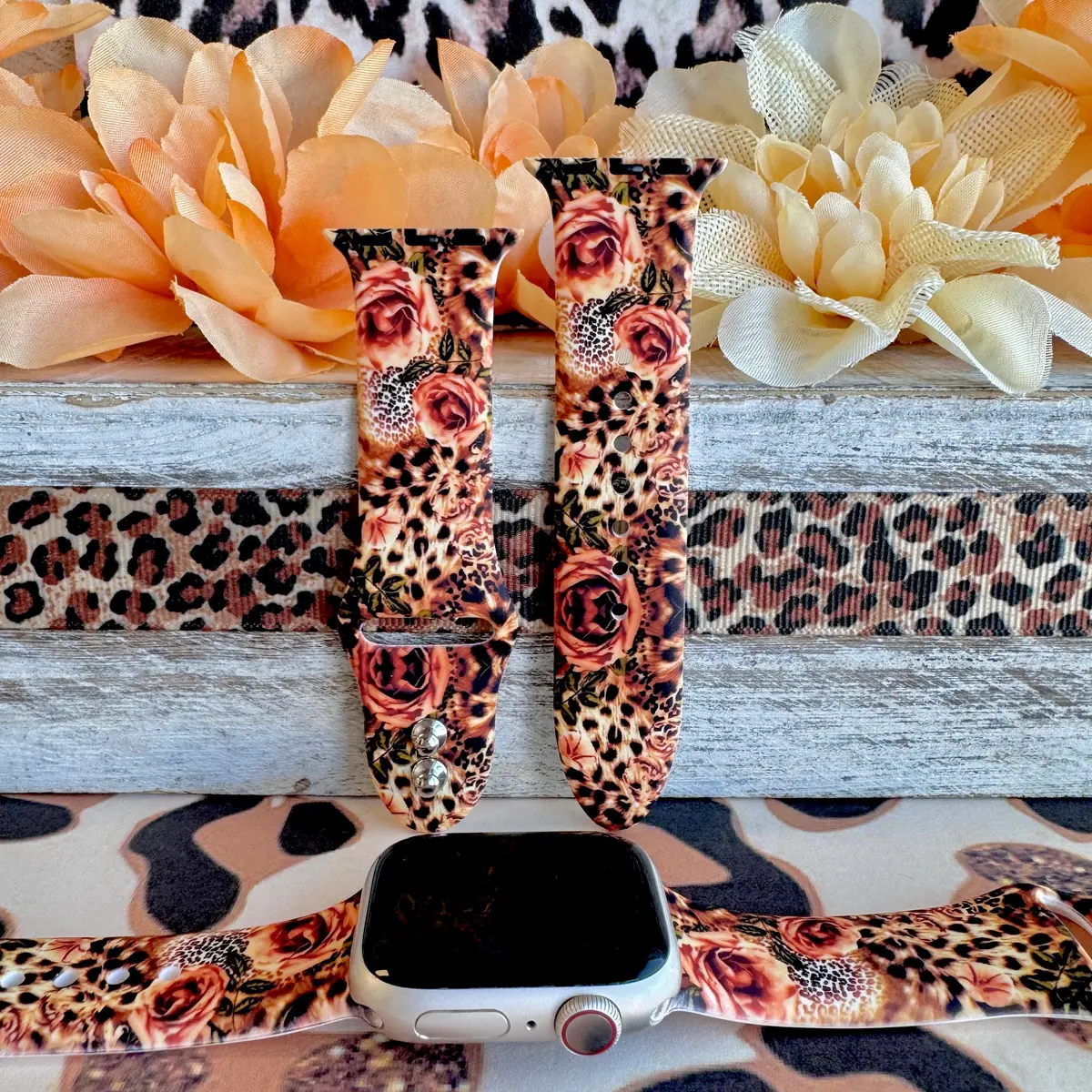 Savage Rose Print Silicone Band For Apple Watch 1