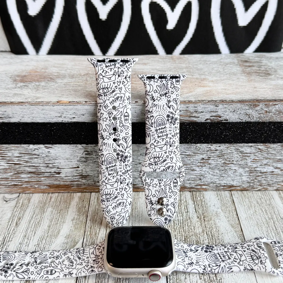 Doodle Delight Print Silicone Band For Apple Watch 1