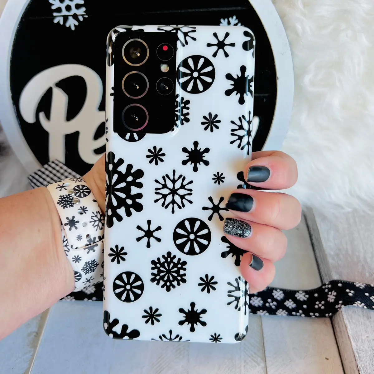 Snowflakes White Background Cell Phone Case For Samsung Galaxy 1