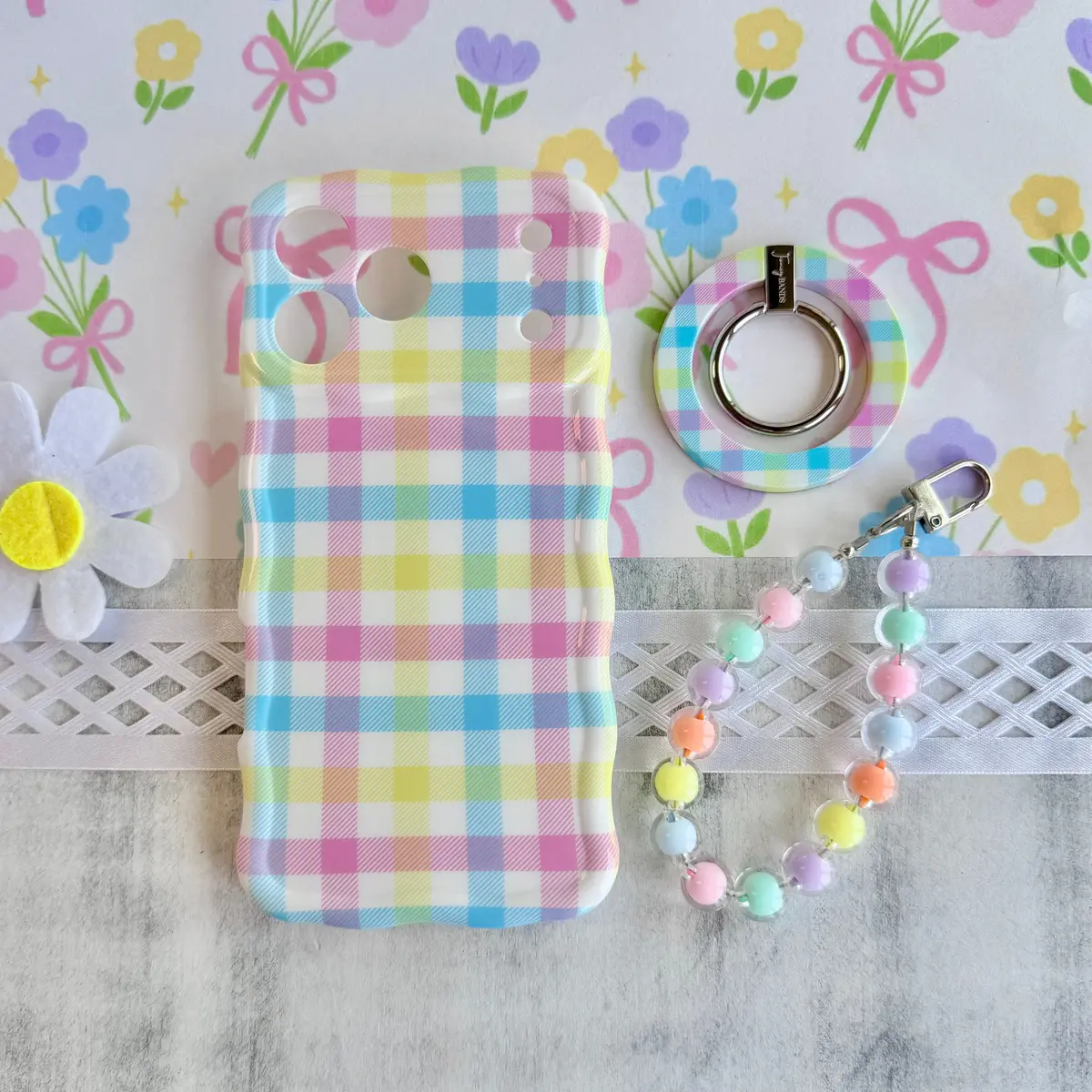 Pastel Gingham Iphone Matching Set 1