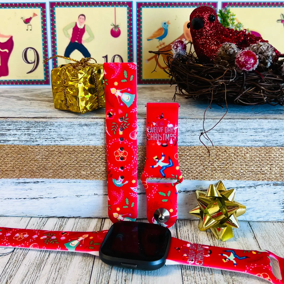 12 Days Of Christmas Print Silicone Band For Fitbit Versa 1/2 1
