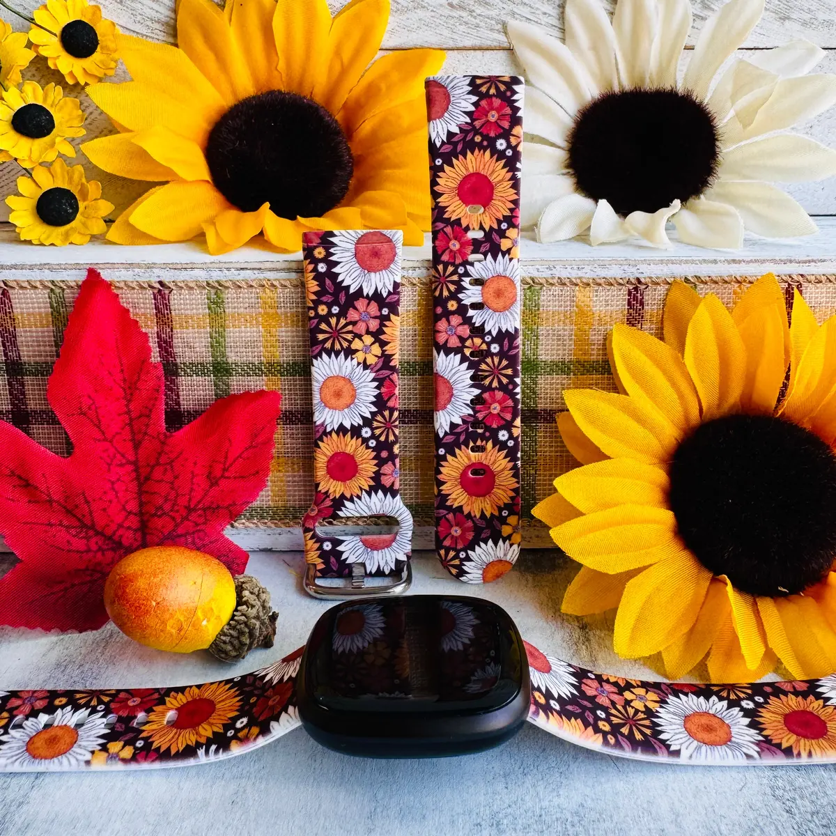Harvest Sunflowers Print Silicone Band For Fitbit Versa 3/4/Sense 1