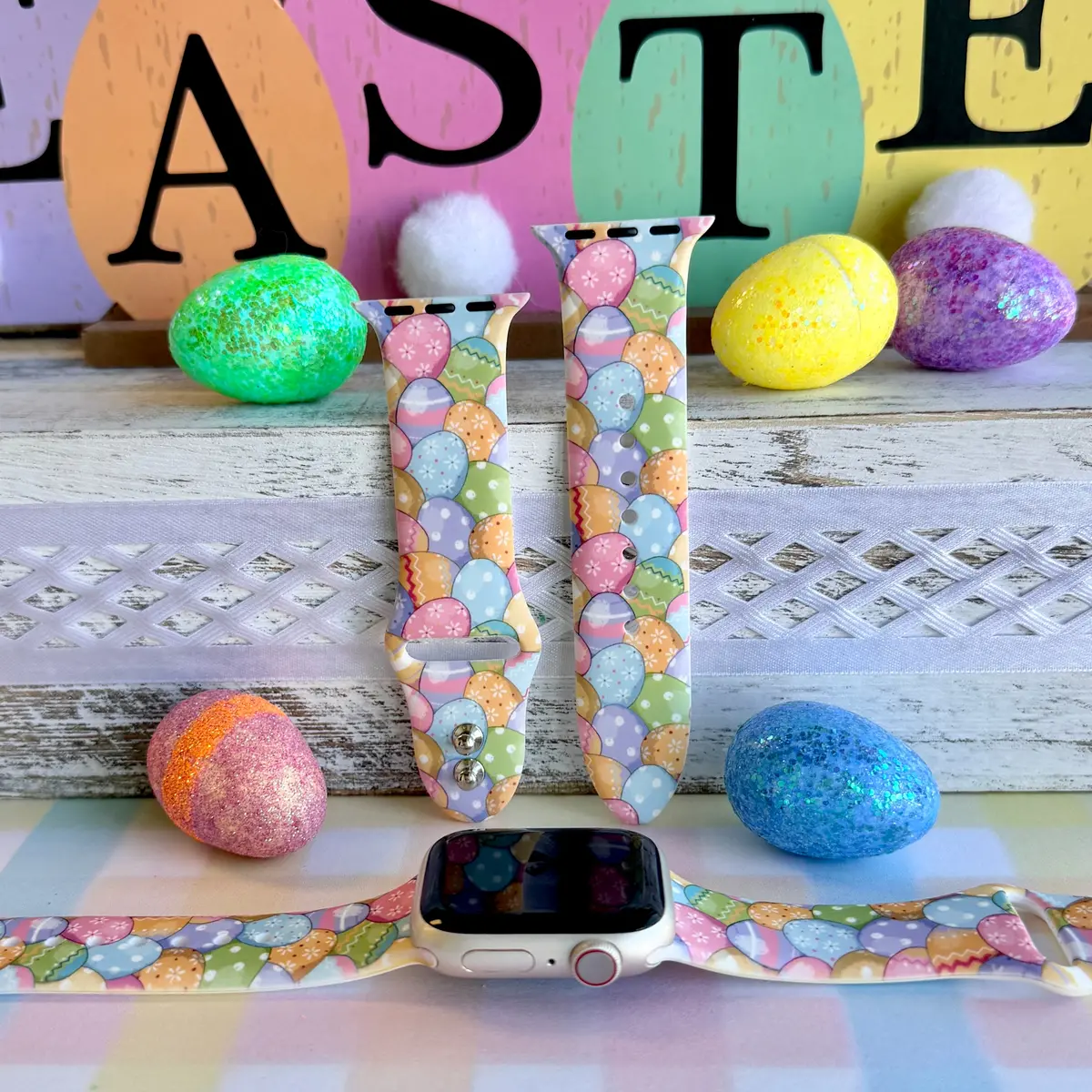 Egg-Stra Cute Print Silicone Band For Apple Watch 1