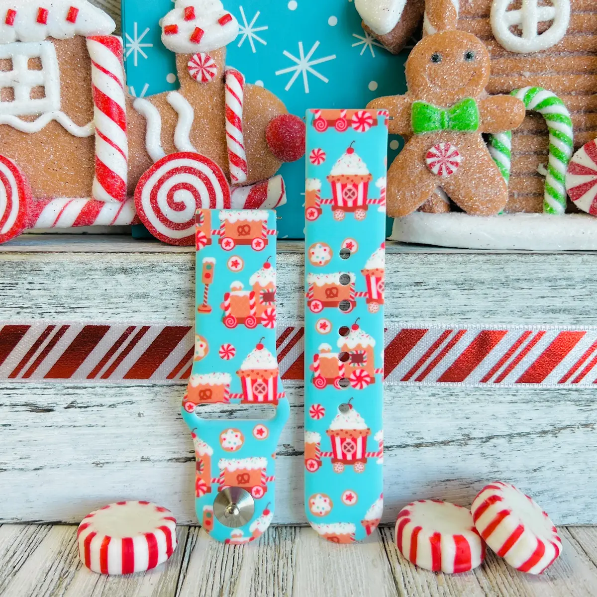 Gingerbread Train Print Silicone Band For Samsung Watch 3