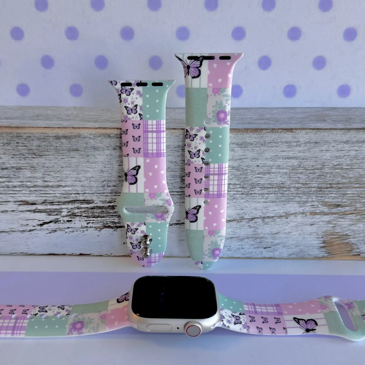 Butterfly Quilt Print Silicone Band For Apple Watch 1