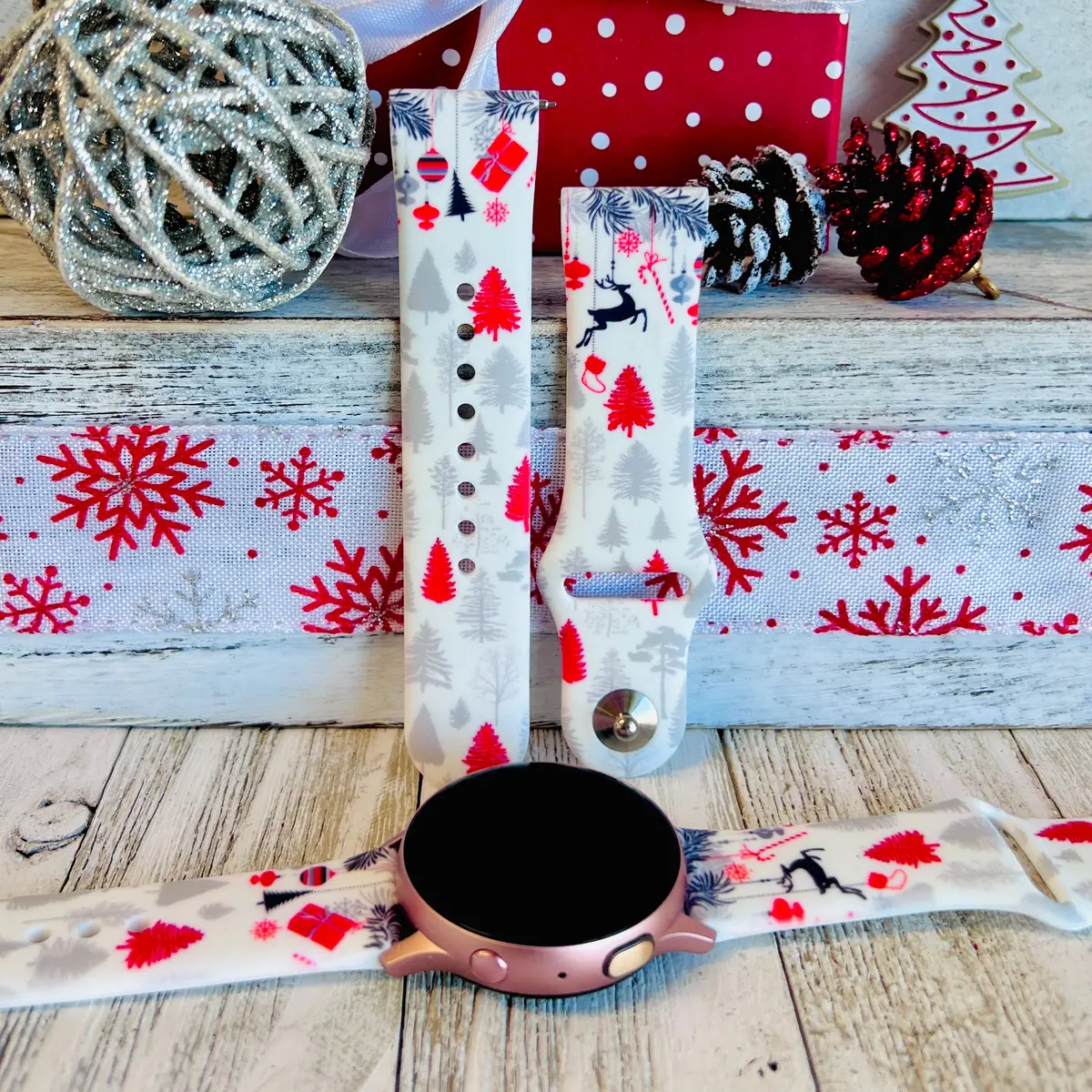 Festive Fancy Holiday Print Silicone Band For Samsung Watch 1