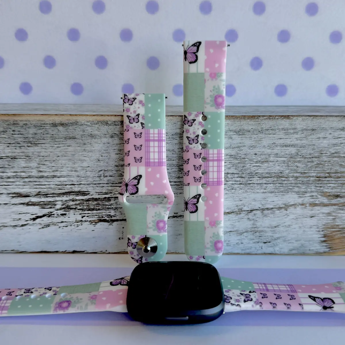 Butterfly Quilt Print Silicone Band For Fitbit Versa 1/2 1