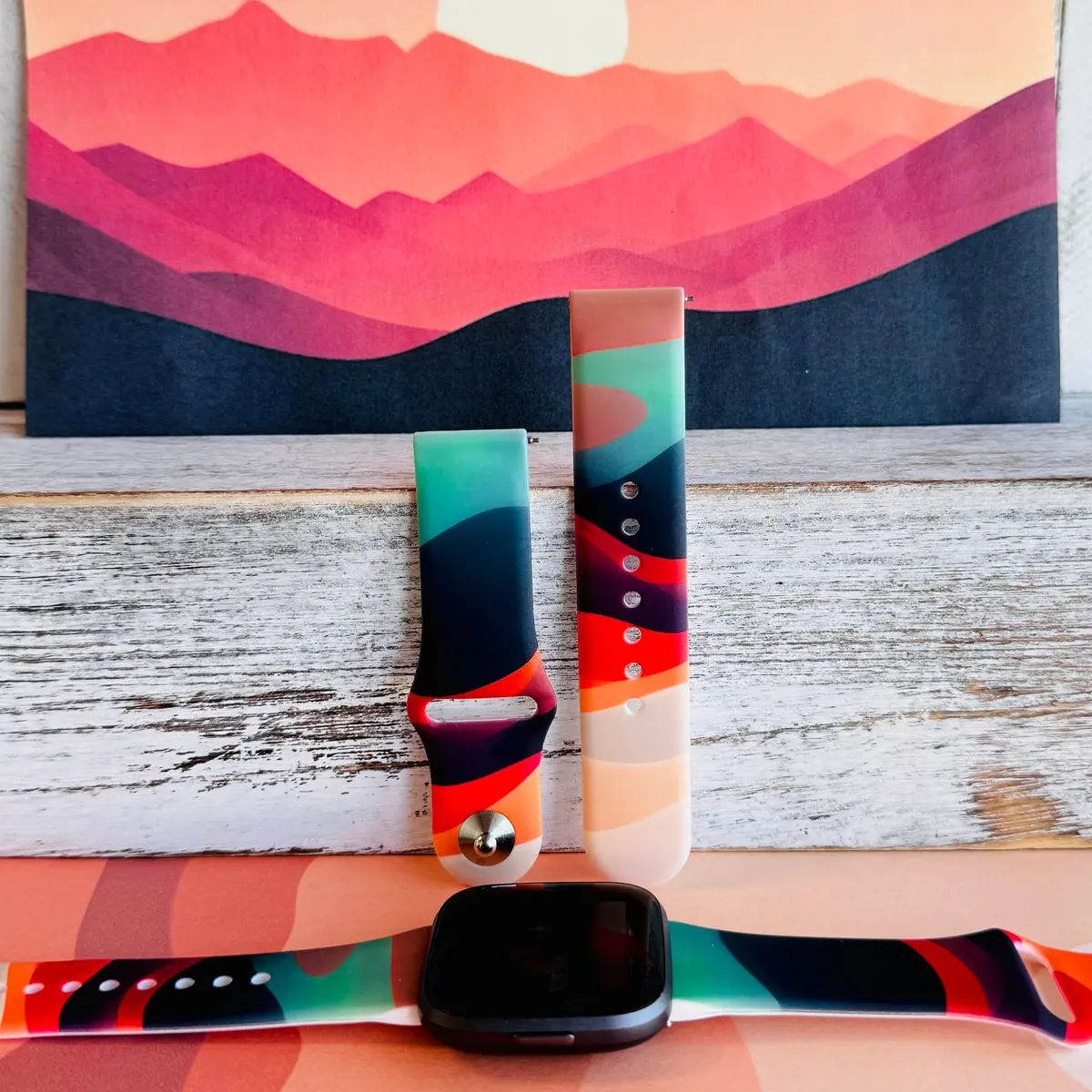 Colorful Dune Delight Print Silicone Band For Fitbit Versa 1/2 1