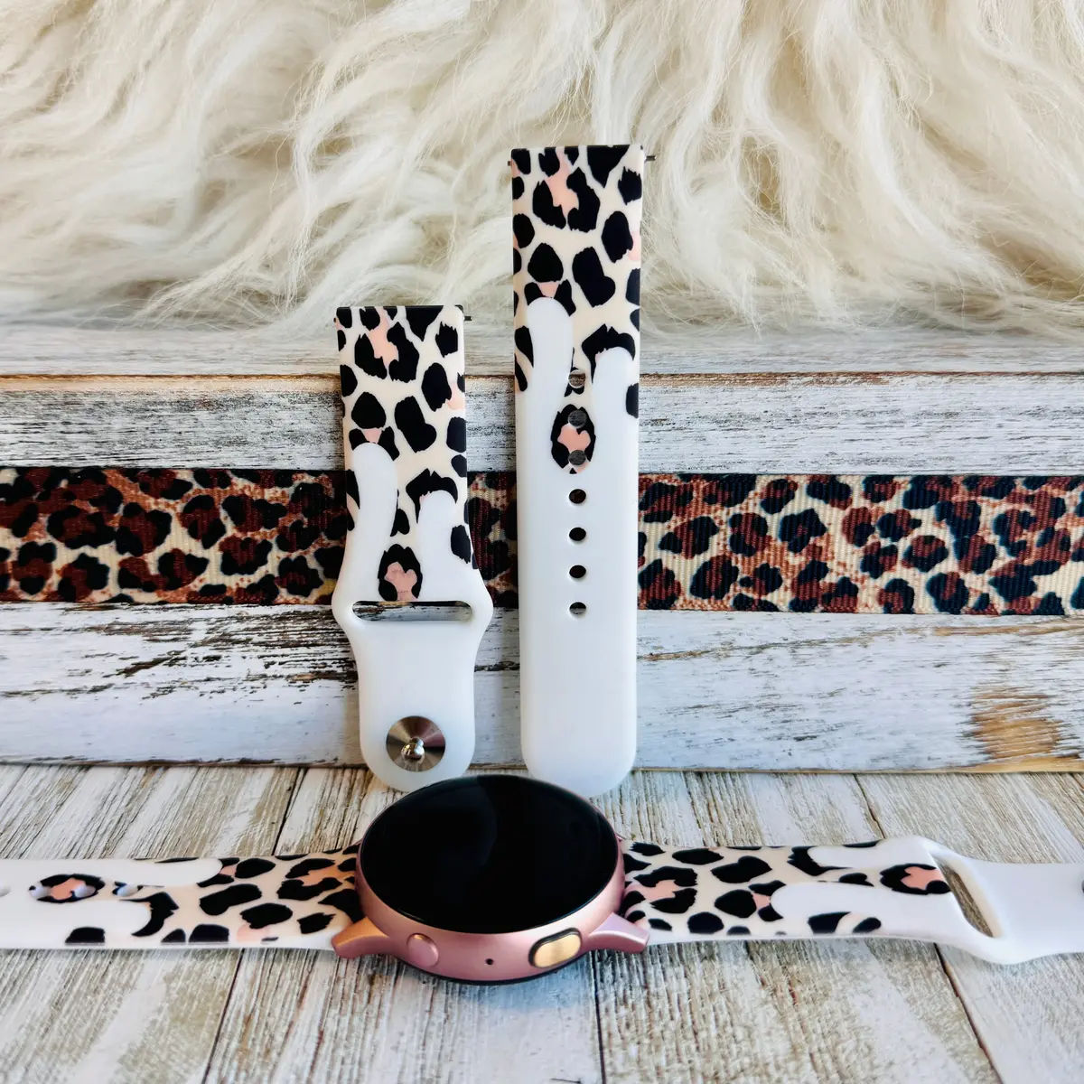 Leopard Drip White Print Silicone Band For Samsung Watch 1