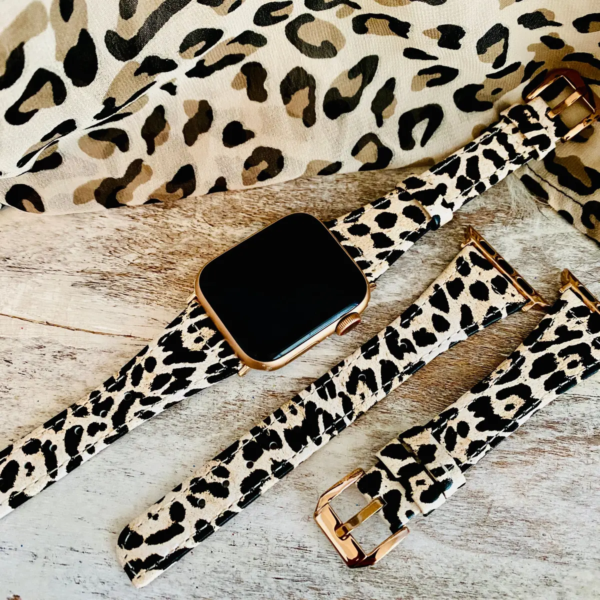 Slim Leather Leopard Band For Apple Watch Two Colors Available 1