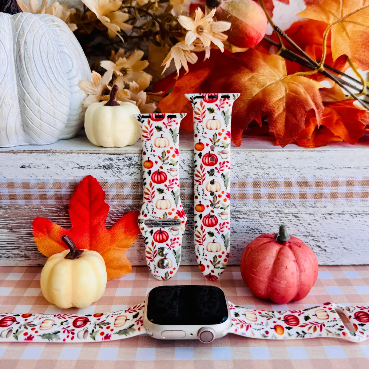 Pumpkin Bouquet Print Silicone Band For Apple Watch 1