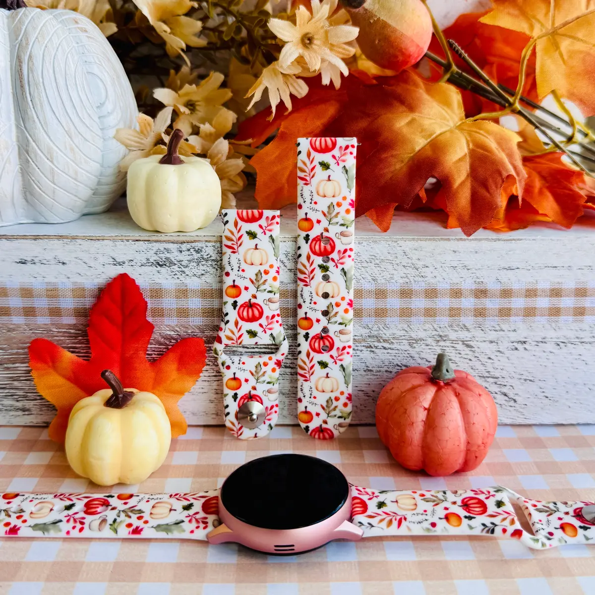Pumpkin Bouquet Print Silicone Band For Samsung Watch 1