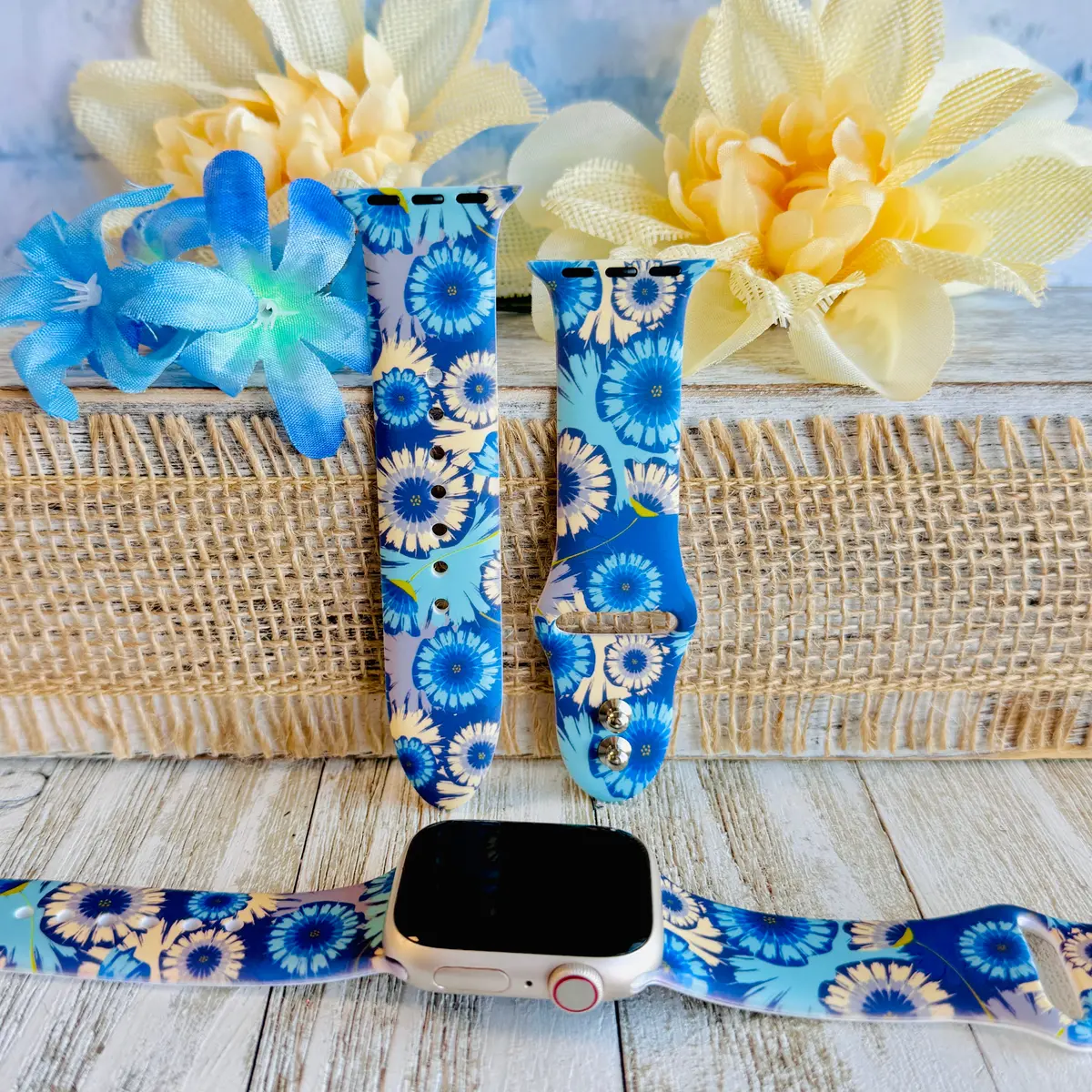 Midnight Meadow Mix Print Silicone Band For Apple Watch 1
