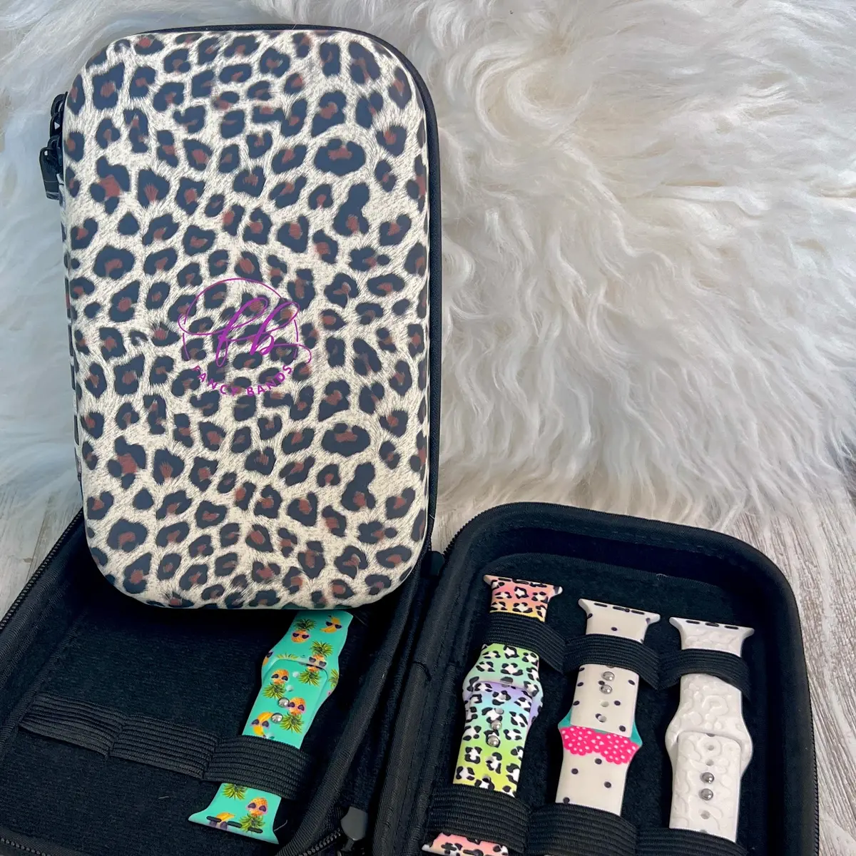 Travel Size Leopard Print Fancy Band Storage Case 1