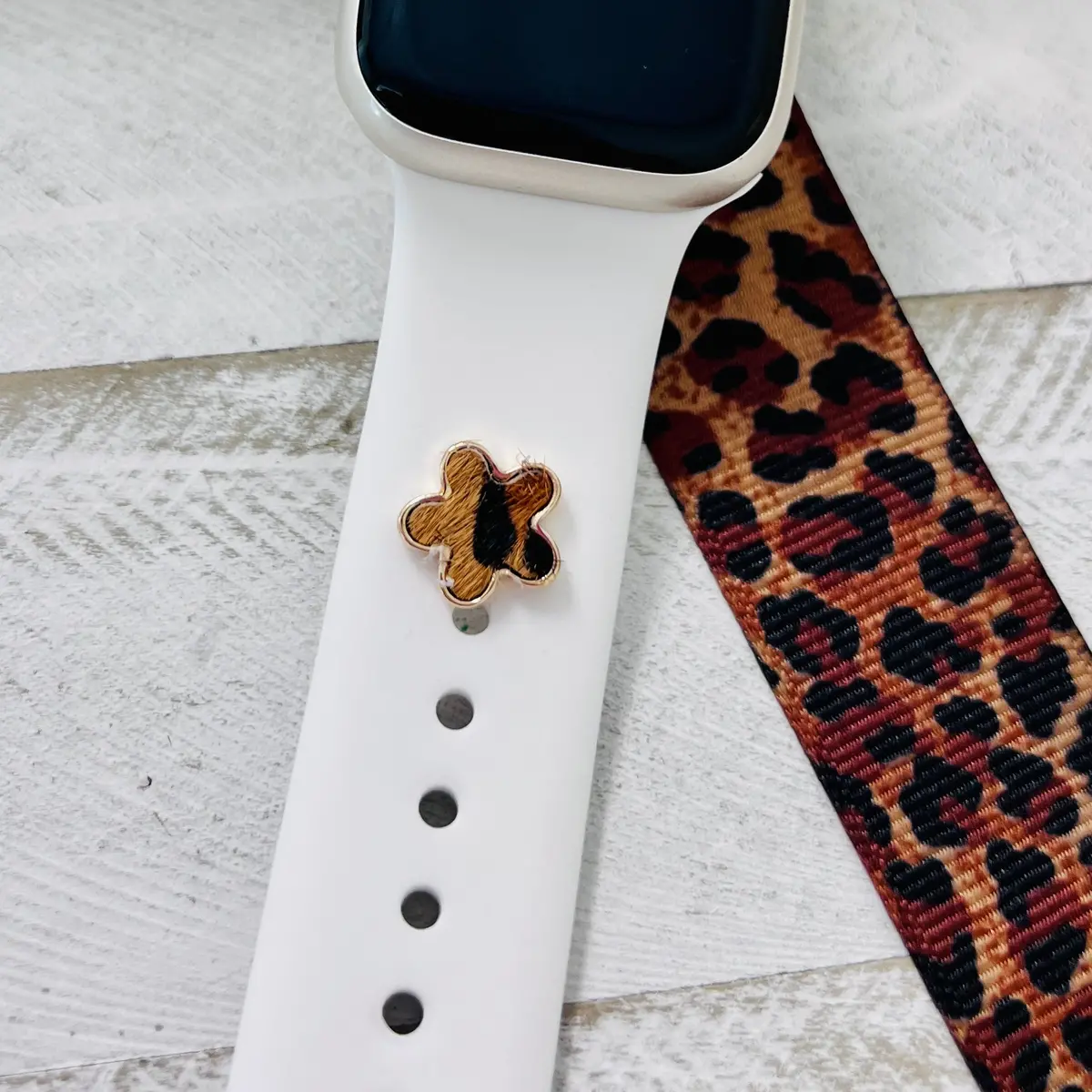 Band Charms 1Pc. Faux Fur Leopard Floret 1