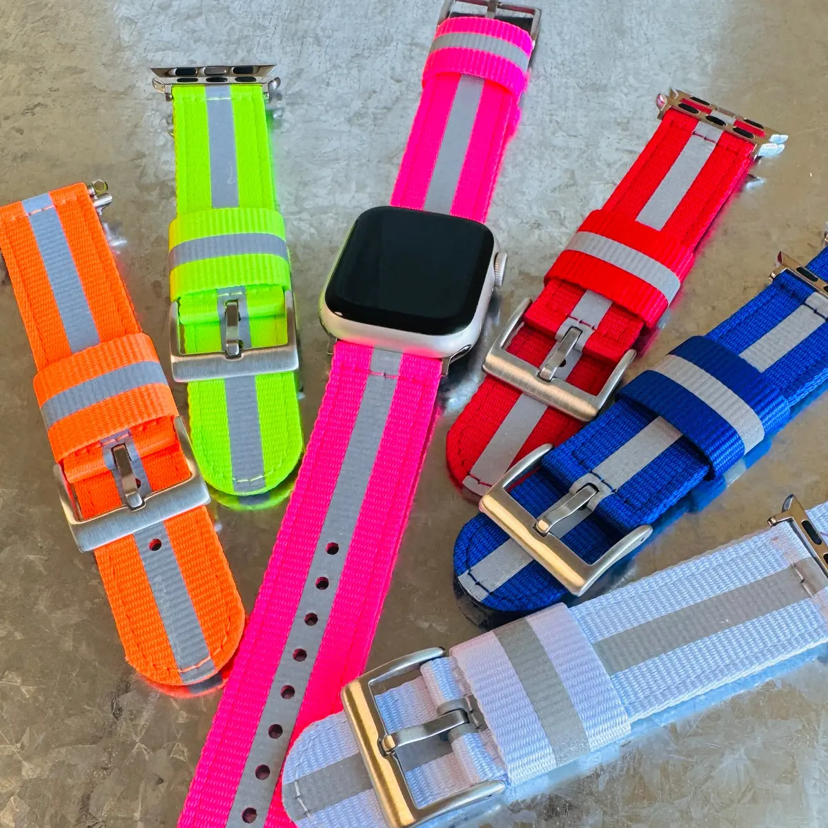 Reflective Braided Nylon Sports Band For Apple Watch Multiple Colors Available 6